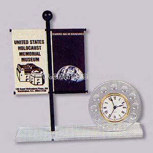 Clock desk set with banner