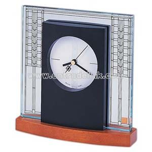 Clock with solid wood base