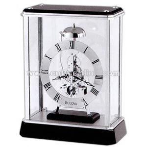 Clock with solid wood base