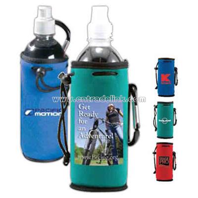 Collapsible bottle cooler with carabiner clip