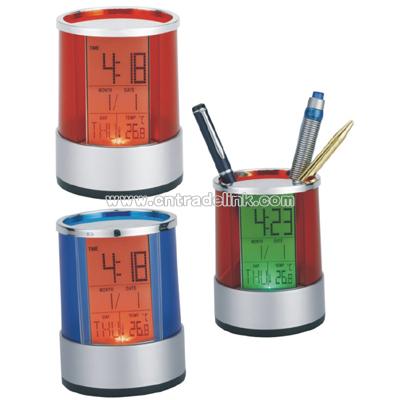 Colorful Clock Pen Holder