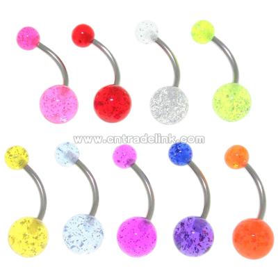 Colorful Glitter Ball Curved Belly Barbells