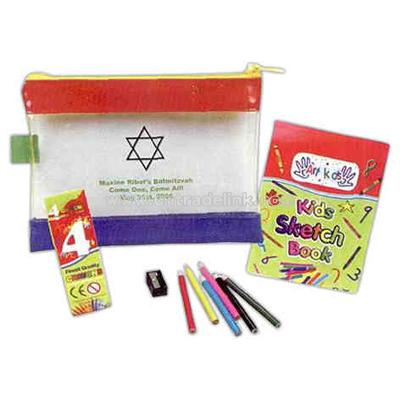 Coloring book set in a small zippered pouch