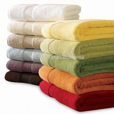 Combed Yarn Bath Towel with Wrinkle Dobby Border