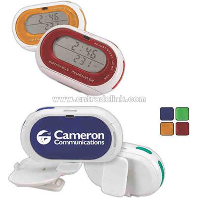 Combination rotatable pedometer and clock