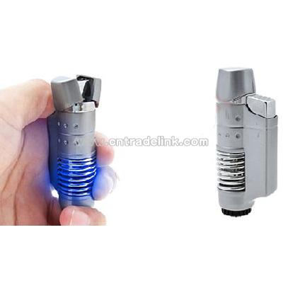 Compact Butane Cigarette Lighter With Flashlight Silver
