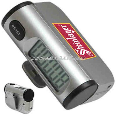 Compact pedometer with jumbo LCD display and belt clip