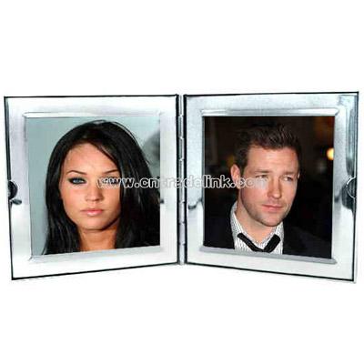 Compact square double photo frame