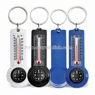 Compass Thermometer Keychain