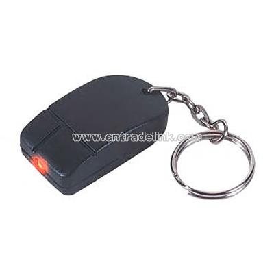Computer mouse shape key chain with miniature flashlight