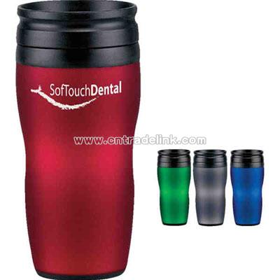 Contoured design 16 oz. tumbler with padded base to protect surfaces