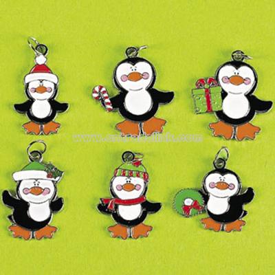 Cool Christmas Penguin Enamel Charms