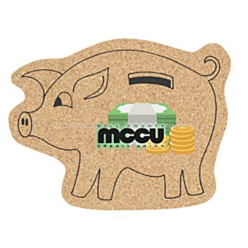 Cork Coaster - Piggy Bank - Full Color