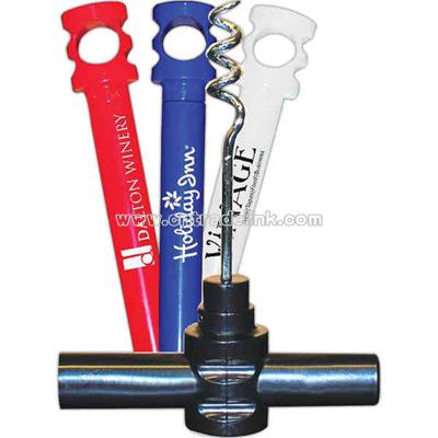 Cork screw with bottle opener and safety tube