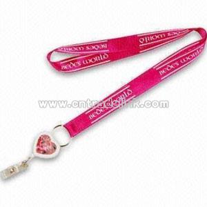 Cotton Lanyard with Badge Reel and Keyring Attachment