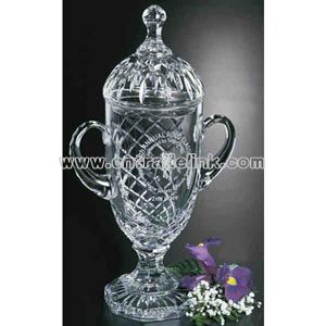 Covered lead crystal trophy cup
