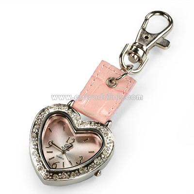 Crystal Heart Keychain Watch