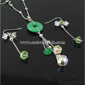 Crystal Necklace Set Green Jade Necklace Set