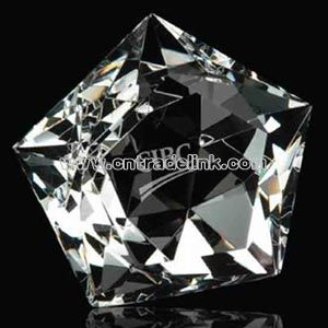 Crystal pentagon diamond paperweight