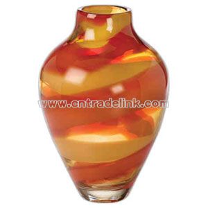Crystal red and amber vase