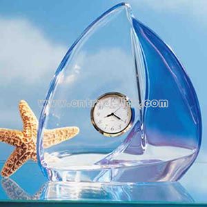 Crystal sailboat with analog clock