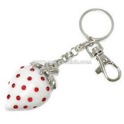 Crystal stud acrylic strawberry key chain charm