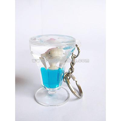 Cup Shape Liquid Keychain