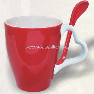 Cup with Heart Shape Handle with Spoon