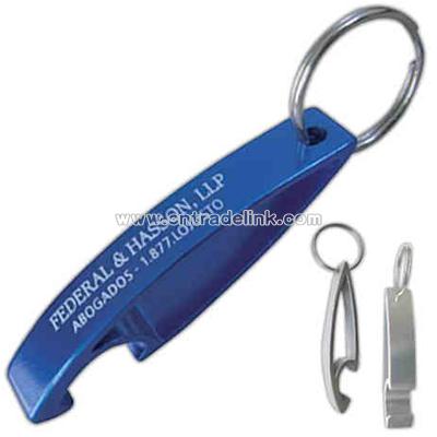 Curved key chain bottle opener made of aluminum