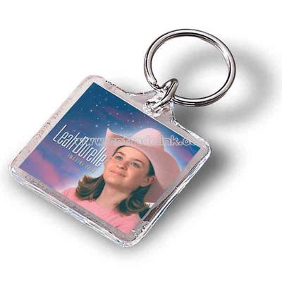 Cushion key tag with white paper insert printed two sides