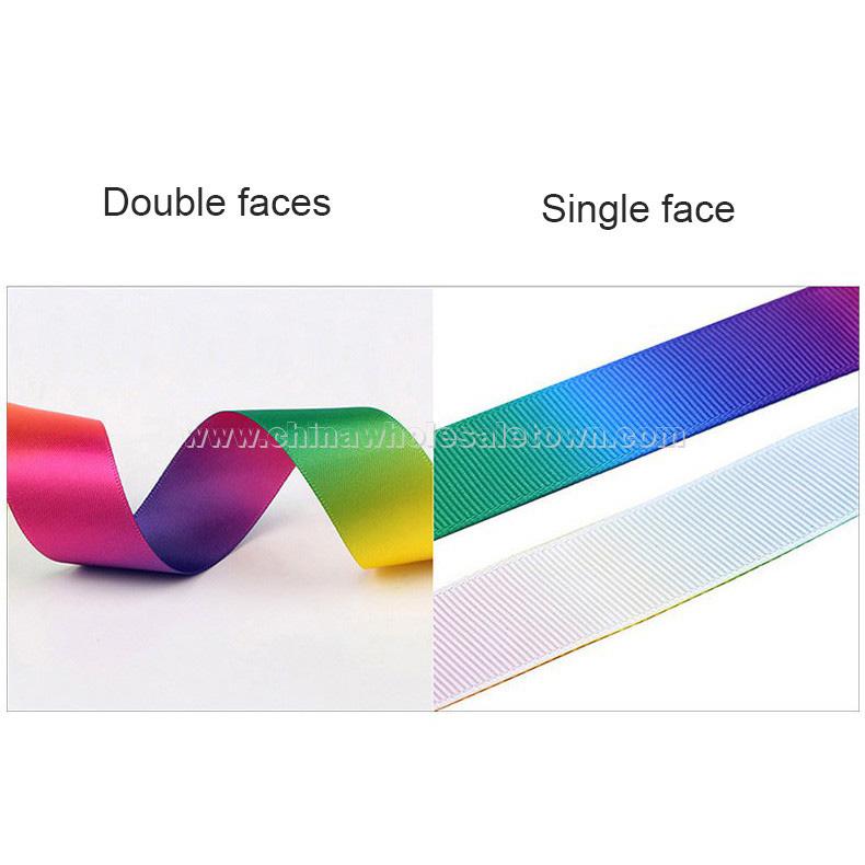 Custom Dark Colorful Satin Grosgrain Gradient Rainbow Ribbon