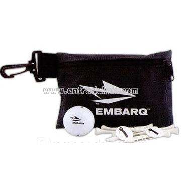 Custom Printed Kit w/ golf ball, tees & marker in a zipper pouch.