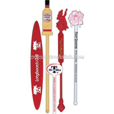 Custom designed color tipped beverage stirrer or swizzle stick