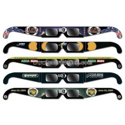 Custom printed safe solar viewing glasses