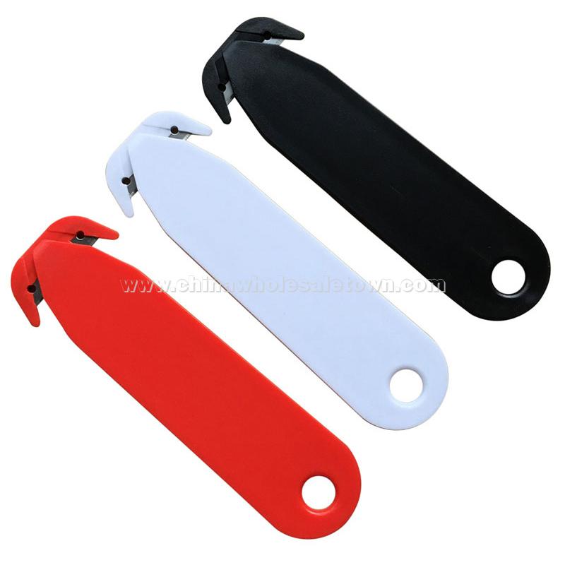 Custom white engraved open ended letter envelop opener plastic logo belt cutter