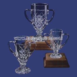 Cut crystal trophy cup