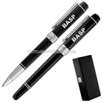 Cutter & Buck (R) Collector's Edition Ebony - Brass, twist action ballpoint and roller ball pen set