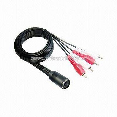 DIN 5-pin Jack-to-4RCA Plugs Cable