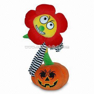 Dancing Sunflower Standing in Pumpkin Design Plush Toy