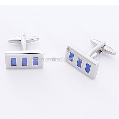 Dashing Blue Rectangle Cufflinks with Personalized Case