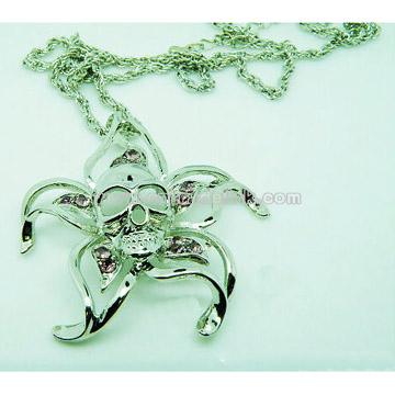 Death's-Head Charm Crystal Necklace