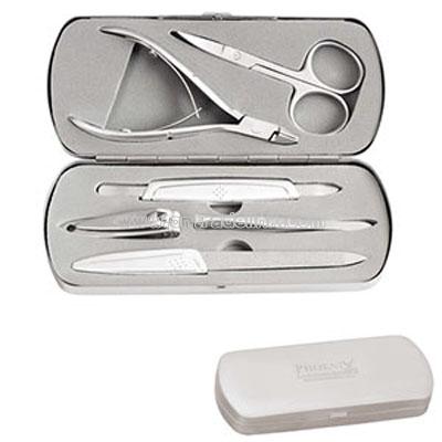 Deluxe Manicure Set in Satin Silver Tin