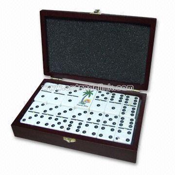 Deluxe Wooden Case Domino Set with Back Points