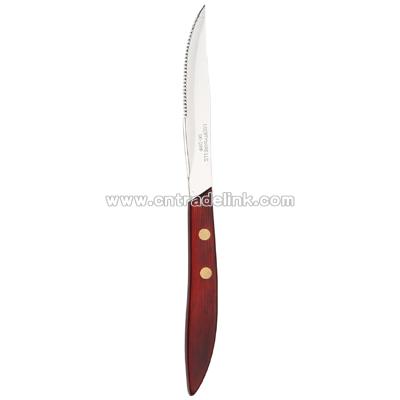 Deluxe pakka wood handle pointed end steak knife