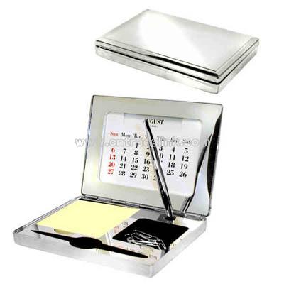 Desk organizer, with memo pad, ballpoint pen and calendar