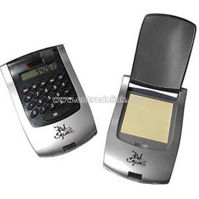Desktop calculator with hidden mirror and notes