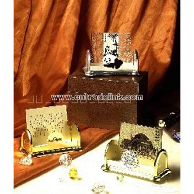 Desktop metal name card holder in gold