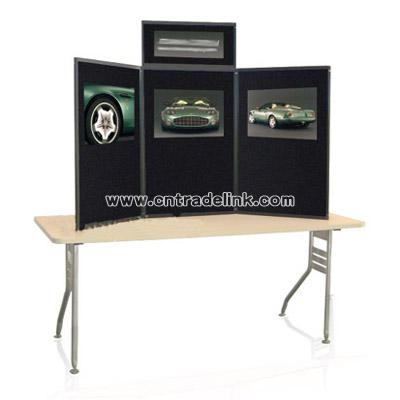 Desktop panel display with fabric panel