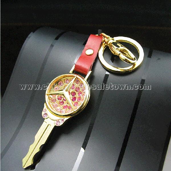 Diamond Key Shaped Benz Keychain