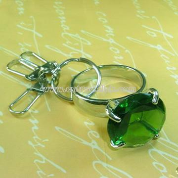 Diamond Keychain-Round Green